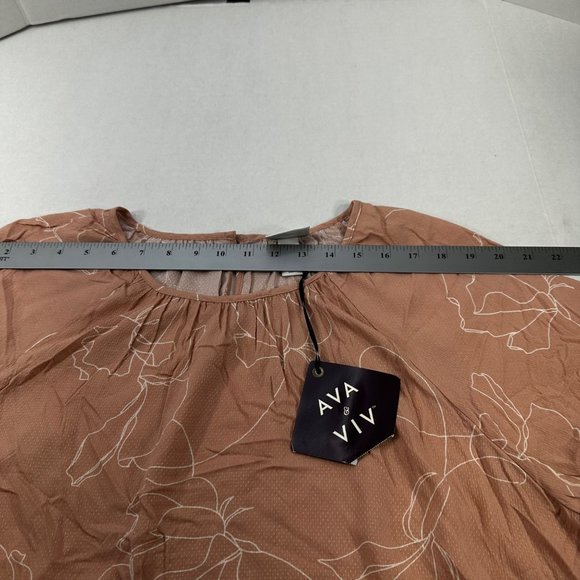 Ava And Viv Women's Size 2X Blouse Long Sleeve Floral Print Pink New With Tags - Picture 9 of 14